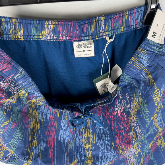 Alpine Design Pull on Shorts 5" Multicolor Retro Size Medium NWT - Picture 6 of 7